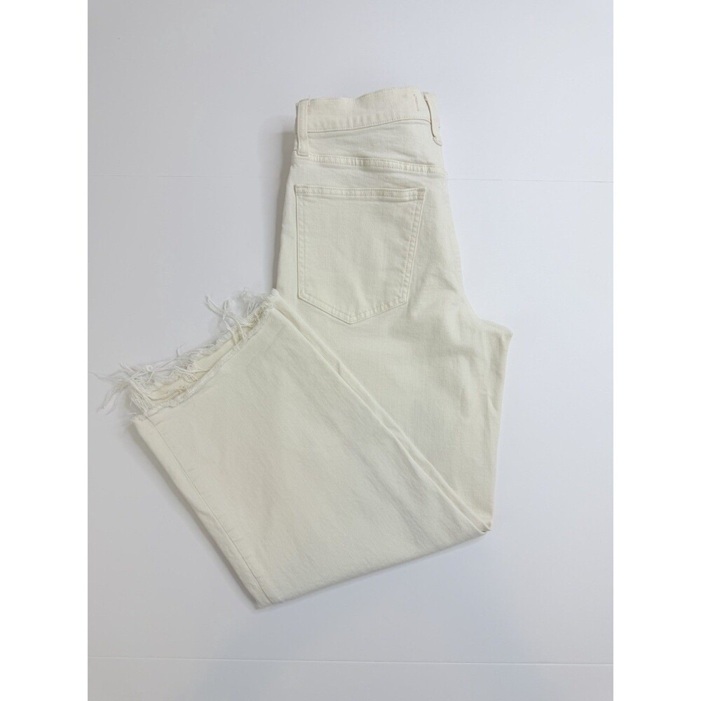 Madewell Perfect Vintage Wide Leg Crop Jeans Womens 28 Beige High Rise Raw Hem D - Picture 6 of 12